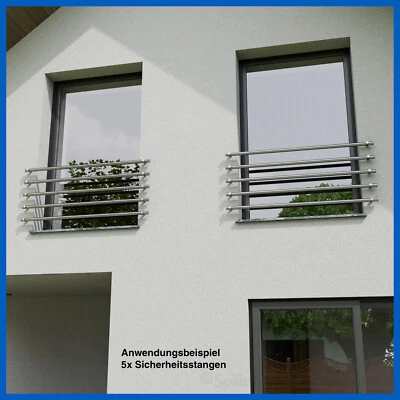 Edelstahl V2A Französischer Balkon Sicherheitsstange Fenstersicherung 42,4x2 Set - Bild 1 von 4