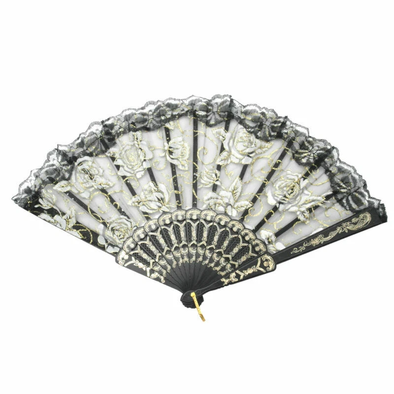 Abanico de Mano Plegable Elegante Vintage Flor Rosa Encaje Portátil Baile Juegos con disfraces Envío a EE. UU. Foto 1 de 1