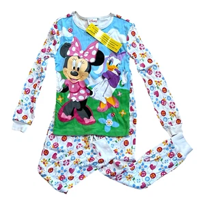 Vintage Disney Kids Minnie Mouse Pajamas PJ Set Disney 100% Cotton Tags Size 8 - Picture 1 of 13