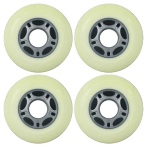 Ruedas de patín en línea multiuso 76 mm 82A blanco/amarillo-plateado exterior (4 ruedas) - Imagen 1 de 3