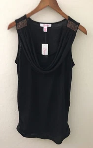 Camiseta sin mangas Zena negra adornada cuello redondo grande nueva con etiquetas - Imagen 1 de 6