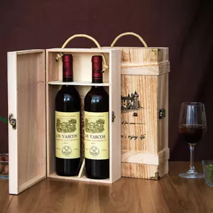 2x Holz Weinkiste 2 Fächer Flaschenhalter Hochzeit Gefälligkeiten Champagnerboxen - Bild 1 von 11