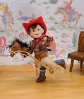 Ooak Miniature Boy 1:12 Dollhouse Doll Artisan Vintage Retro Style Cowboy