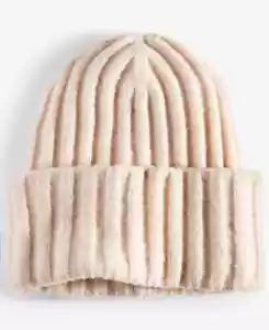 On 34th Wide-Ribbed Womens Solid Beanie Oat - Picture 1 of 1