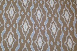 MAGNOLIA HOME MAX SAND BLUE ANIMAL IKAT THEME BASKETWEAVE LINEN FABRIC BY YARD - Picture 1 of 5