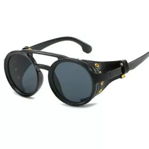 Steampunk Sunglasses Round Goggles Side Shield Rivets Retro Vintage Style Lentes - Picture 1 of 2