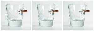 BenShot Bulletproof Shot Glass SET OF 3 GLASSES w/ Real Bullet Groomsmen Gift - Picture 1 of 3