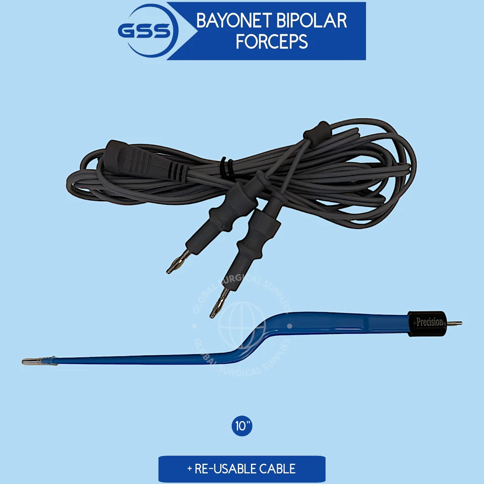 Pinzas bipolares bayoneta Ellman 10" - 1 mm punta antiadherente + cable bipolar reutilizable Foto 1 de 1