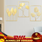 3er-Set Gold Wanddeko Bltter mit Blumen Metall Wandschmuck Dekoration 60X40X1cm