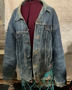 Vintage Levi's Blanket Lined Denim Farm Trucker Jacket 52 USA Made 71506 0316 - Picture 1 of 10