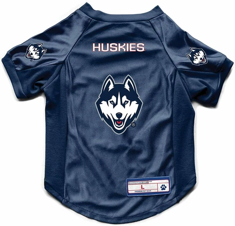 NEW! UCONN HUSKIES DOG CAT DELUXE STRETCH JERSEY LICENSED CHOOSE SIZE Cover