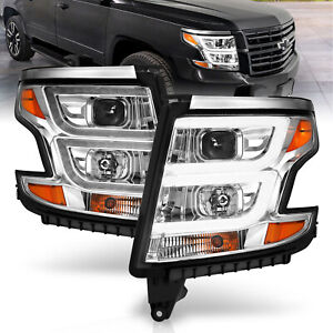 ANZO for 2015-2020 Chevy Tahoe Projector Headlights Plank Style Chrome w/DRL