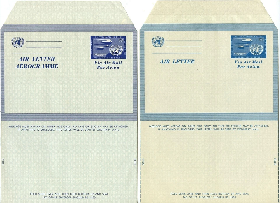 Dealer Dave UN Stamps 1952 #UC1 & 1954 #UC2  MINT 10¢ BLUE AIR LETTERS (1) - Image 1 of 1