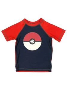 Pokemon Boys Blue & Red Poke Ball Rash Guard Swim Shirt X-Small - Picture 1 of 1