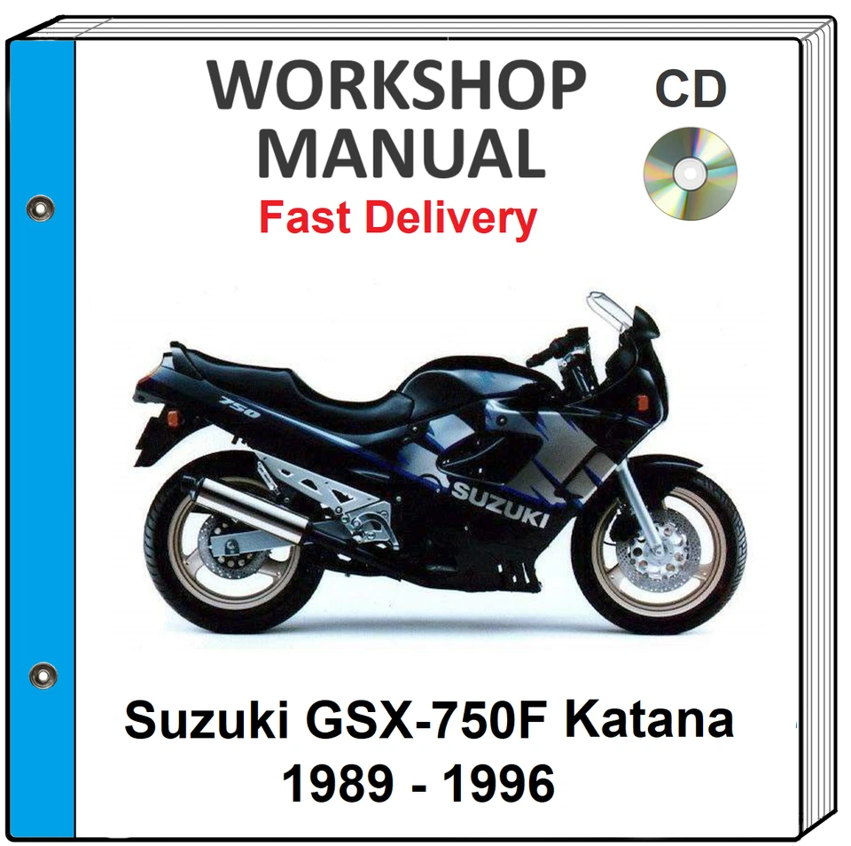 铃木 GSX750F KATANA 750 1989 1990 1991 1992 年服务维修商店手册 CD — 第 1/1 张图片