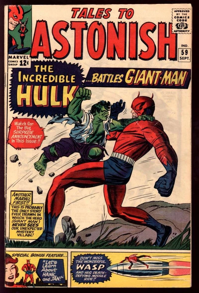 TALES TO ASTONISH #59 3.0 / 1ST APPEARANCE OF HULK IN TITLE 1964 - Image 1 of 2