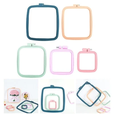 DIY Cross Stitch Tools Square Plastic Embroidery Hoop Rings Set for Crafts - Image 1 of 4