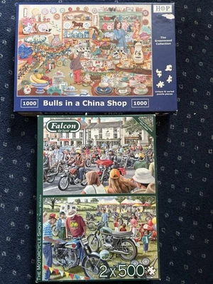 Bundle x1 1000  & 2 500 Piece Jigsaws FALCON & HOP Bulls in a China Shop - Image 1 of 4