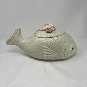 Celadon Green Fish Tureen NO Ladle Fitz & Floyd Style Ceramica De Cuernavaca - Picture 1 of 10