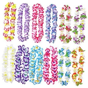 12 Pack Thickened Hawaiian Leis Floral Necklace for Hula Dance Luau Party, - Picture 1 of 7
