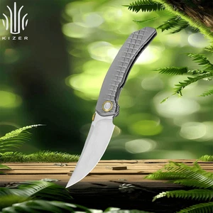Kizer SZLACHTA Folding Pocket Knife Hand Brushed M390 Blade Titanium Handle - Picture 1 of 15
