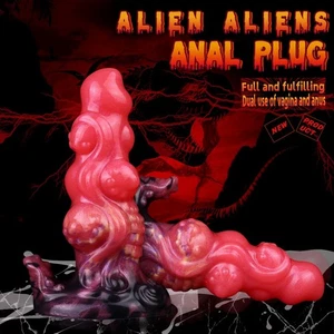 NNSX Red Dragon Soft Butt Plug Ribbed Anal Expansion Sex Toys With Suction Cup - Picture 1 of 17