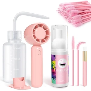 Buqikma Lash Cleaning Kit - Shampoo Eyelash Extension Cleanser Pink  - Picture 1 of 9