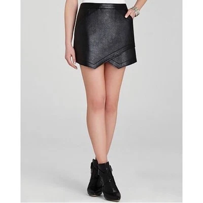 BCBG "Owen" Mujer Mini Falda - Imitación Cuero Negro - Talla S Foto 1 de 4