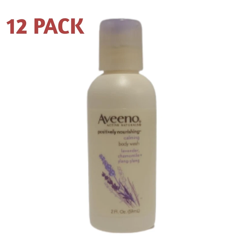12 PACK Aveeno Positively Nourishing Calming Lavender Body Wash Travel Size 2oz - Image 1 of 1