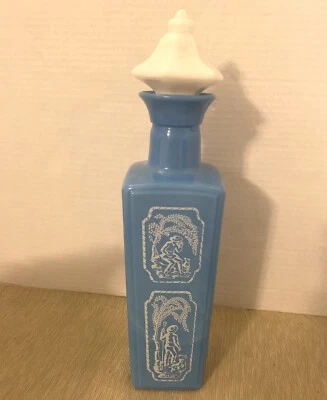 Vintage Blue Jim Beam Glass Decanter Sheepherder w/ Dog - Image 1 of 3