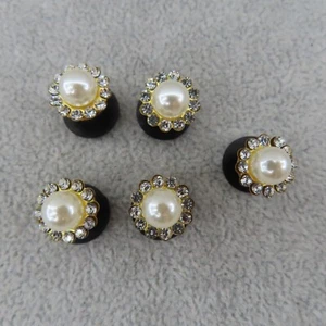 Rhinestone FAUX PEARL Shoe Charms for Shoes Wristbands Set Lot 5 Designer Luxury - Picture 1 of 5
