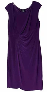 Chaps Women’s Large Faux Wrap Dress Purple Scoop Neck Sleeveless Stretch Shirred - Picture 1 of 11