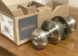 SCHLAGE PRIVACY LOCKING LATCH F40 GEO 619 Satin Nickel - Picture 1 of 5