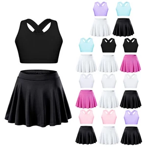 Kids Activewear Suits Criss Cross Back Kids Sportswear Set Casual Mini Skirt - Picture 1 of 140