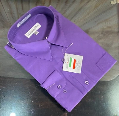 Camisa de vestir Daniel Ellissa para hombre 17,5 36/37 púrpura puño convertible a medida Foto 1 de 4