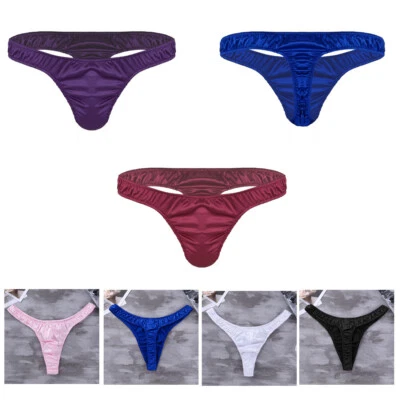 Satin Sissy Panties Sexy Mens Pouch Thong Bikini Briefs Underwear G-string