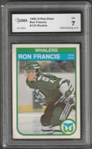 1982-83 Ron Francis Rookie opc Card #123 O-Pee-Chee rc Graded 7 NM - Imagen 1 de 4