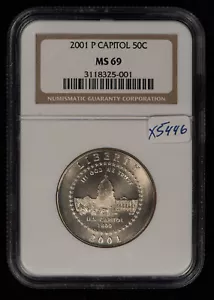 2001-P 50c US Capitol Commemorative Half Dollar - NGC MS 69 - SKU-X5446 - Picture 1 of 4