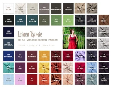 Leinen Meterware Uni - Ramie - Leinenstoff - Leinen gefärbt  * 50 cm x 138 cm * - Bild 1 von 4
