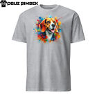 T-shirt unisexe coloré Beagle design unique peinture éclaboussures manches courtes tee-shirt