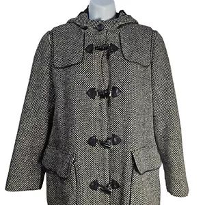 Abrigo Chaqueta Harve Benard Lana Mujer Cuadros Capucha Palanca Botones De Colección Talla 8 Invierno - Imagen 1 de 14