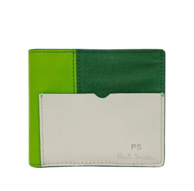 Paul Smith Billfold Leather Cotton Wallet Green / Grey New ML023027 - Image 1 of 4