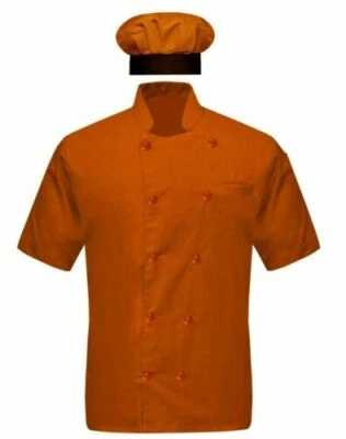 Chef Coat with Cap Half Sleeves Jacket Hotel Restaurant kitchen Uniform for Men - Image 1 of 4
