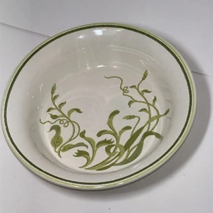 Franciscan Earthenware Poppy Serving Bowl White with Green Leaves & Green Rim - Picture 1 of 5