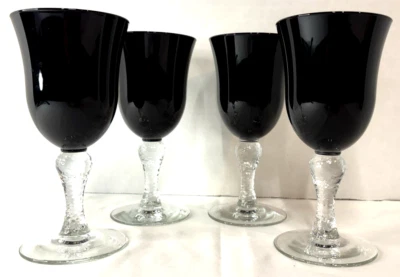 4 copas de amatista negra Libbey Martello tallos texturizados vida elegante Foto 1 de 4