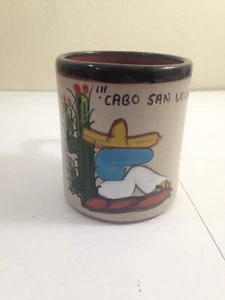 Cabo San Lucas Coffee Mug Hand Painted Siesta cactus sombrero Pottery Ceramic - Picture 1 of 7