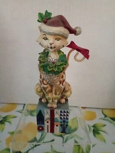 JIM SHORE “SANTA CLAWS” Resin Figurine Kitty Cat On Christmas Present 4007977 - Picture 1 of 5