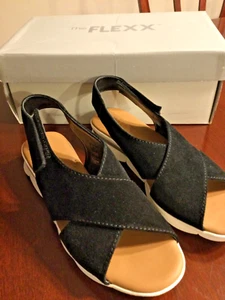 The Flexx New Slingback Sandals in Black Suede Size 6 Comfortable New in Box - Picture 1 of 5
