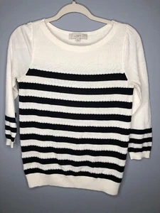 Ann Taylor Loft 3/4 Sleeve Black and White Striped Lite Sweater Size S EUC - Bild 1 von 7