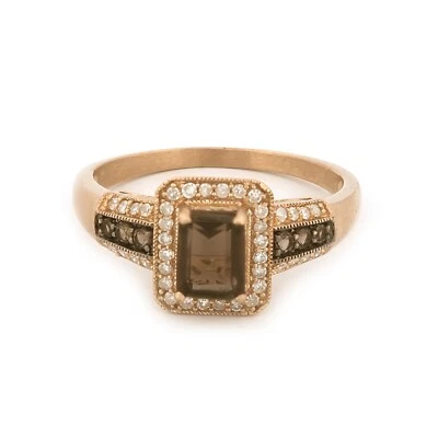 Anillo vintage real de diamantes y granate de oro rosa de 14K, 3,4 gramos, tamaño 9,5 Foto 1 de 4